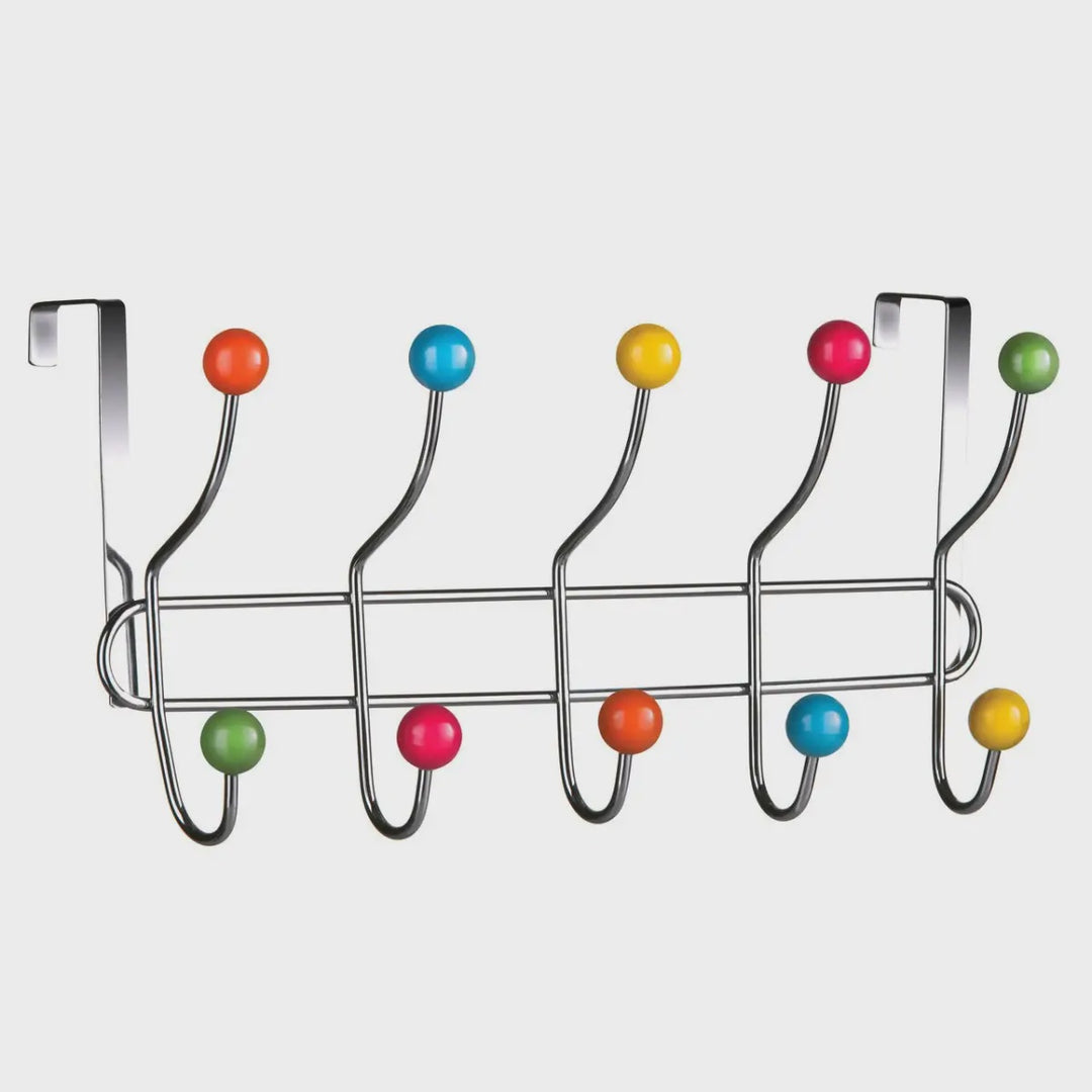 Over Door Multi Colour Plastic Balls 10 Hook Hanger