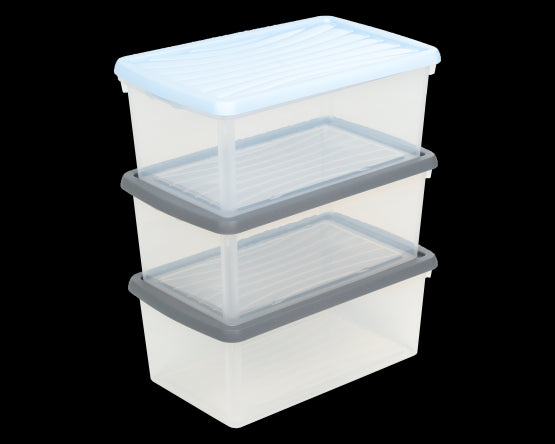 5.01 Wham Box & Lid 9L Set of 3 Clear/Assorted