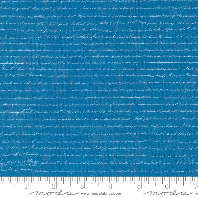 Moda Bluebell Fabric By Janet Clare Blueprint Cyan 16965-13 Sold By The Metre