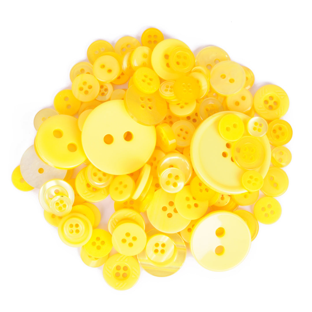 Buttons: Craft: Bag: Assorted Yellow: 50g