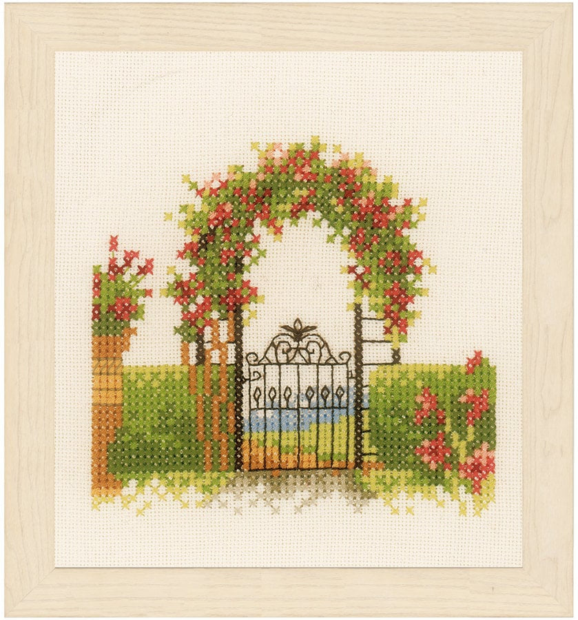 Lanarte Counted Cross Stitch Kit: Fence & Flowers