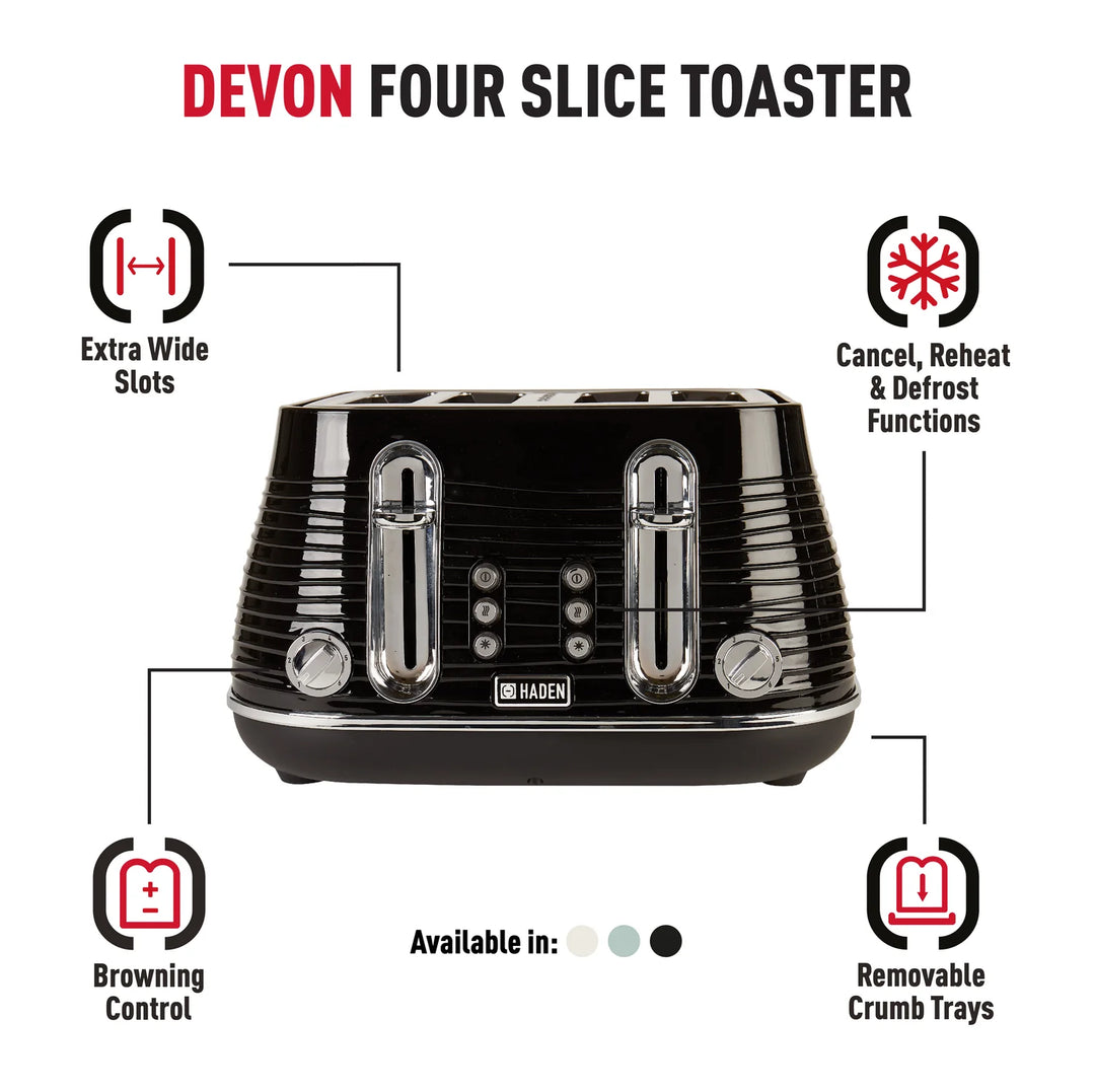 Haden Devon 4 Slice Toaster Black 204448