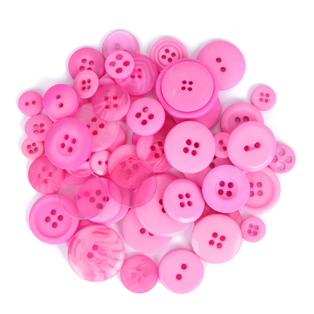 Buttons: Craft: Bag: Assorted Light Pink: 50g