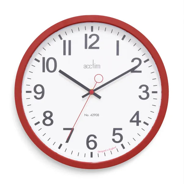 Acctim Kempston 35cm Metal Wall Clock Red 27814