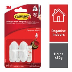 Command Small Designer Hooks 2 Hooks, 4 Small Strips