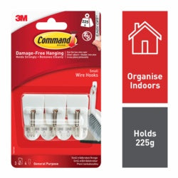 Command Small Wire Hooks 3 Hooks, 4 Small Strips