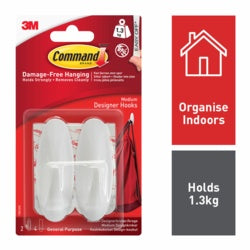 Command Medium Designer Hooks 2 Hooks, 4 Medium Strips