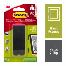 Command Large Black Picture Hanging Strips 4 Sets of Large Strips