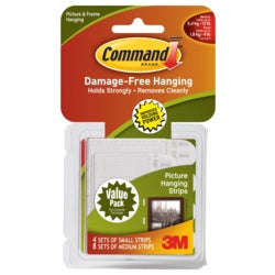 Command Small and Medium Picture Hanging Strips Value Pack 4 Sets of Small Strips, 8 Sets of Medium Strips