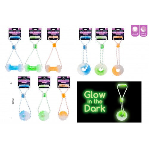 Smart Choice Glow In The Dark Tug Dog Toy 3 Assorted Colours