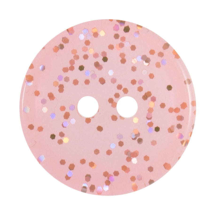 Buttons: Transparent: Glitter: 2 Hole: 15mm: Peach