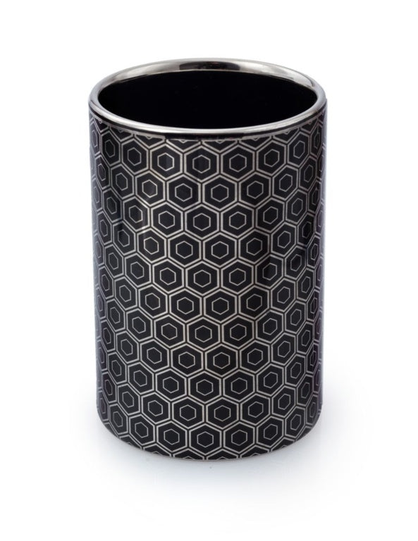 Blue Canyon Black & Silver Honeycomb Bathroom Tumbler