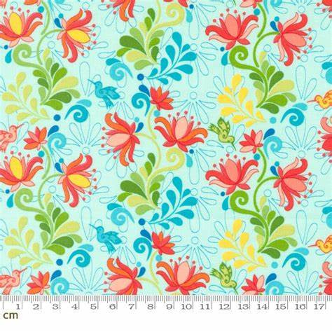 Moda Land Of Enchantment Fabric By Sariditty Green Aqua 45031-23 Sold By The Metre