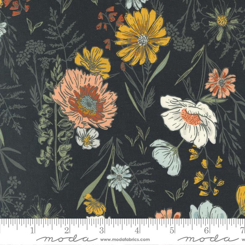 Moda Woodland & Wildflowers Fabric By Fancy That Charcoal 45580-19 Sold By The Metre