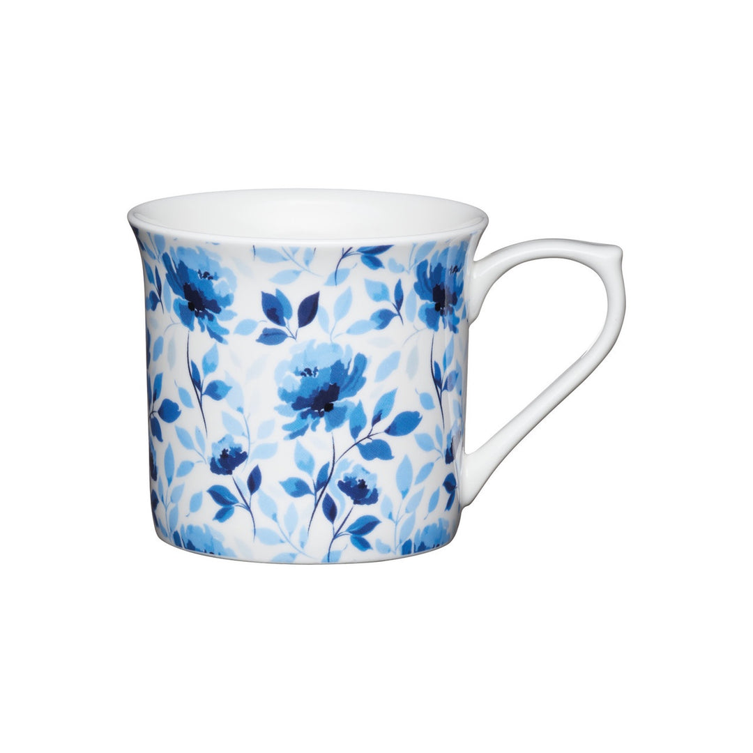 KitchenCraft Fluted China Blue Rose Mugs