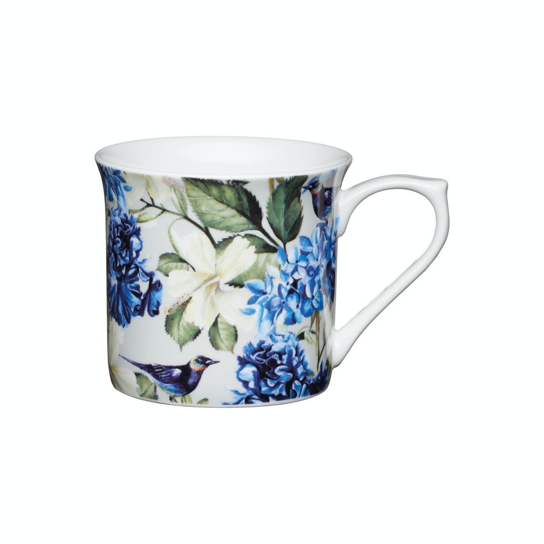 KitchenCraft Fluted China Blue Bird Mugs