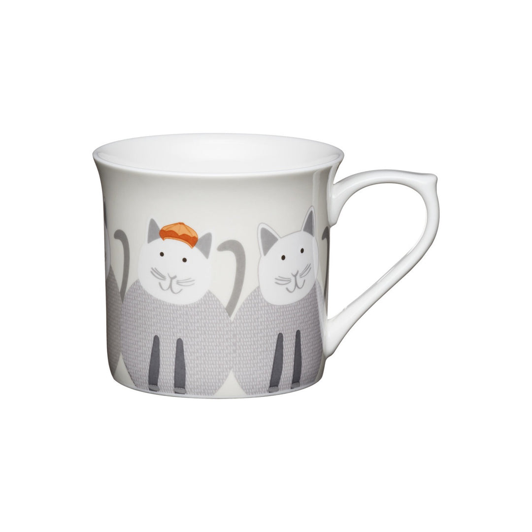 KitchenCraft Fluted Fine Bone China Cats Mugs