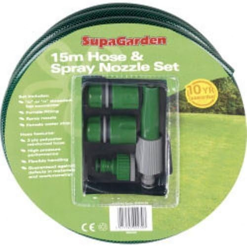 Supagarden Hose & Spray Nozzle Set 15m