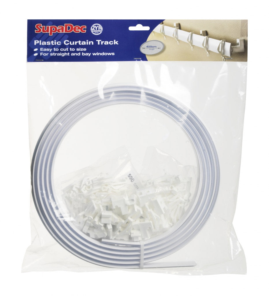 SupaDec Plastic Curtain Track 4m on Roll for Straight or Bay Windows - Easy Post