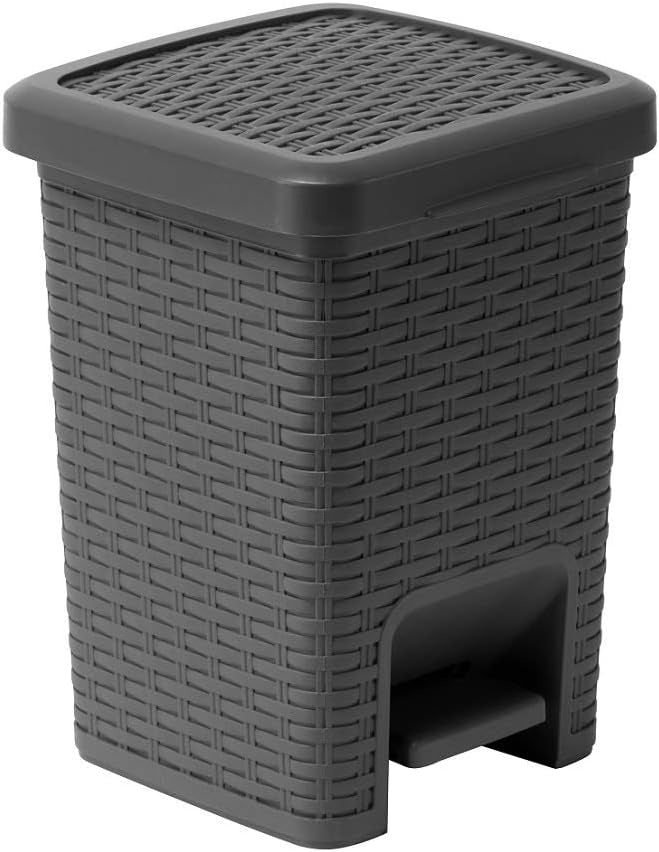 Addis 3Ltr Rattan Effect Pedal Bin Charcoal