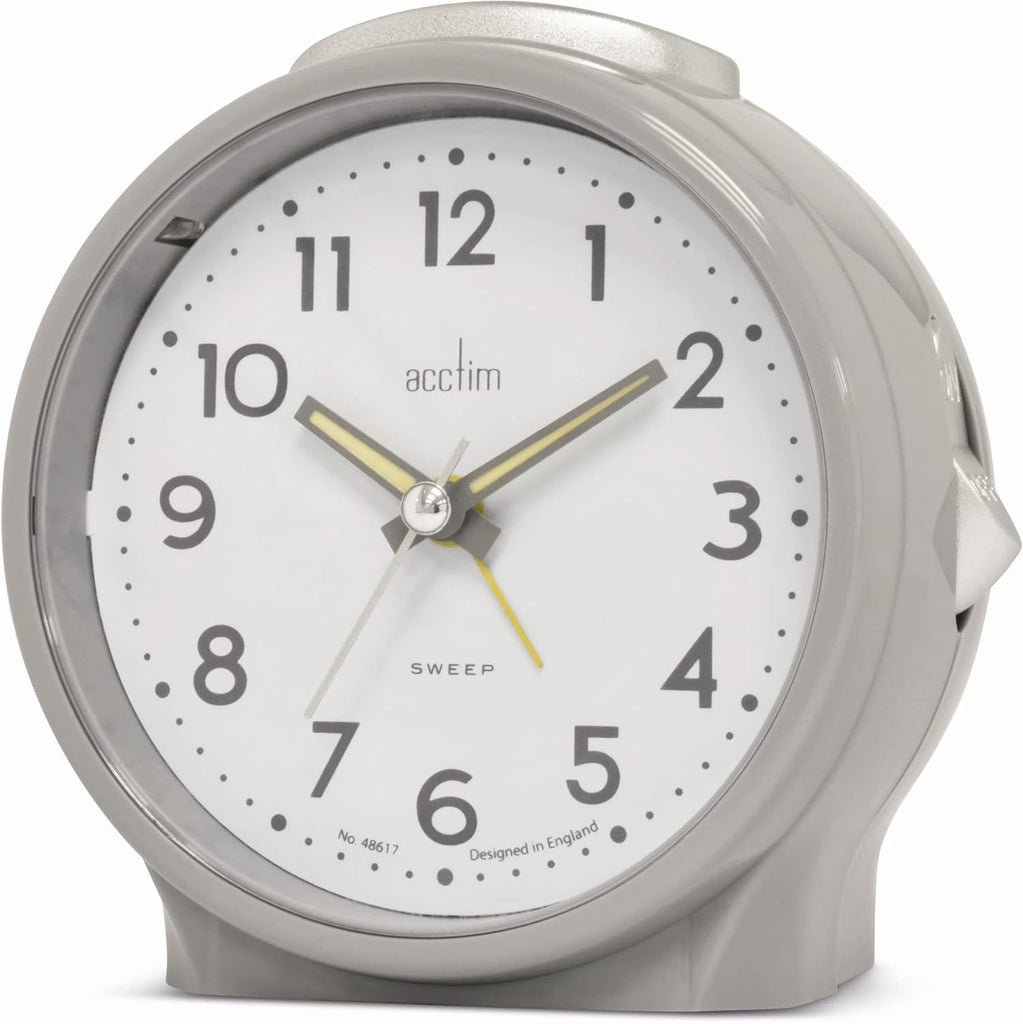 Acctim Elsie Sweep Non-Ticking Alarm Clock Pigeon Grey