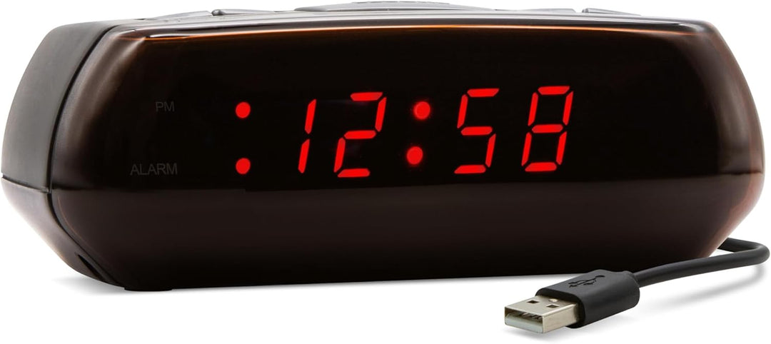 Acctim Miramar USB LED Alarm Clock Black with Red Numbers