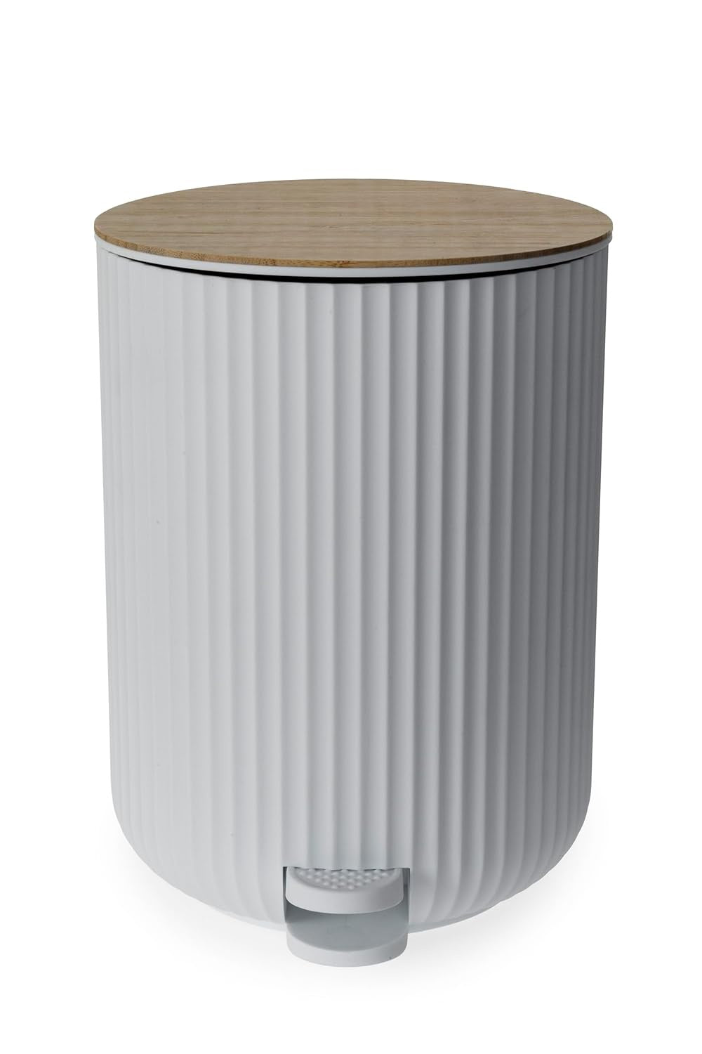 Berkeley White Pedal Bin with Bamboo Lid