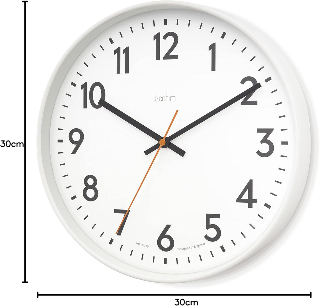 Acctim Hugo Modern Bright 30Cm Wall Clock White 23032