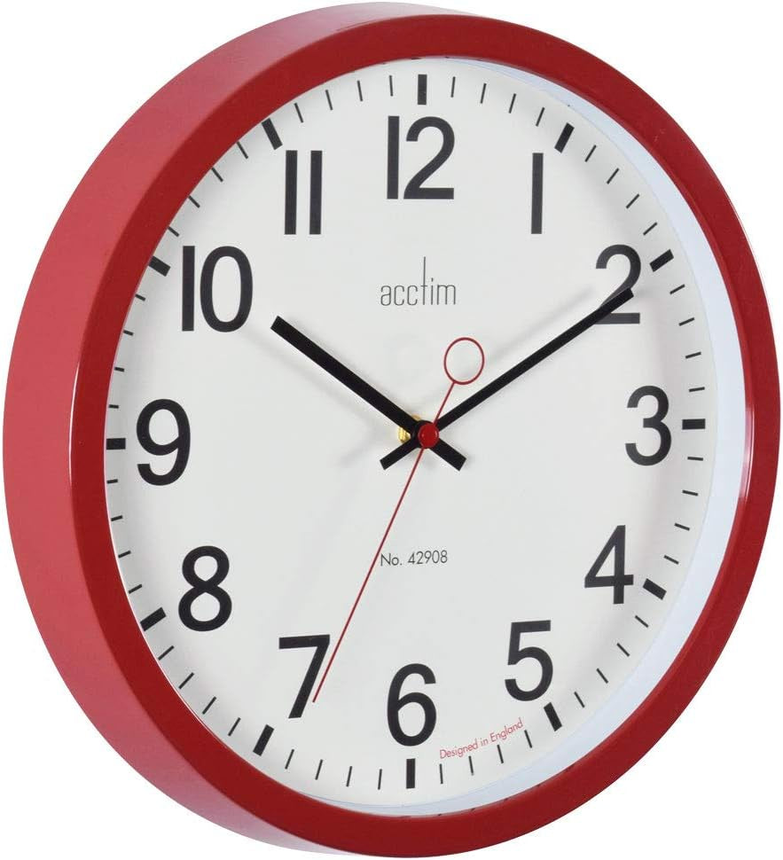 Acctim Kempston 35cm Metal Wall Clock Red 27814