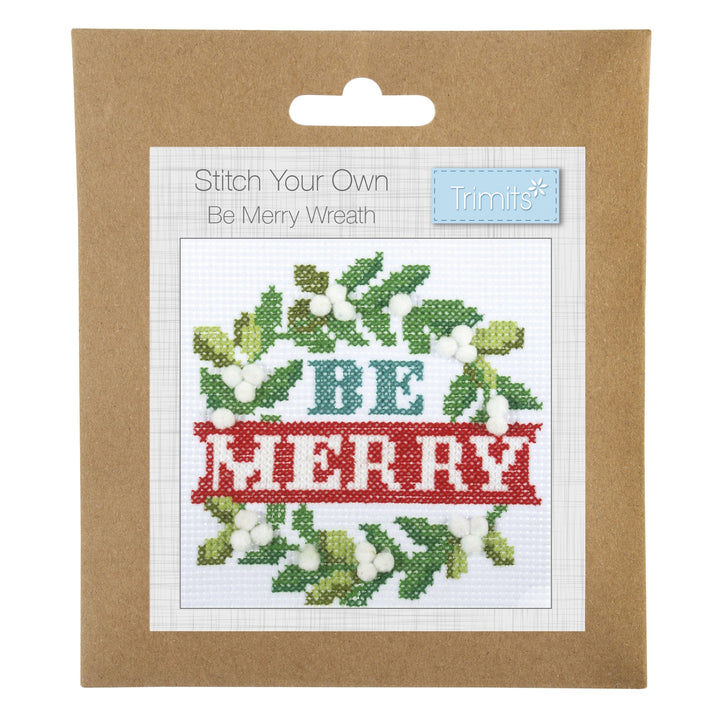 Counted Cross Stitch Kit: Christmas: Be Merry Wreath