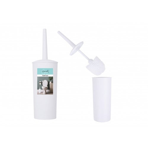 Toilet Brush & Holder With Lid White