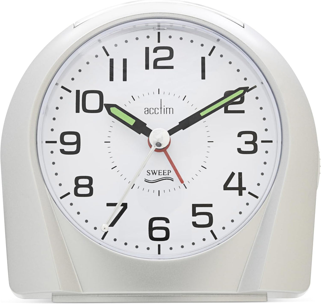 Acctim Europa Sweep Non-Ticking Alarm Clock Silver 14117