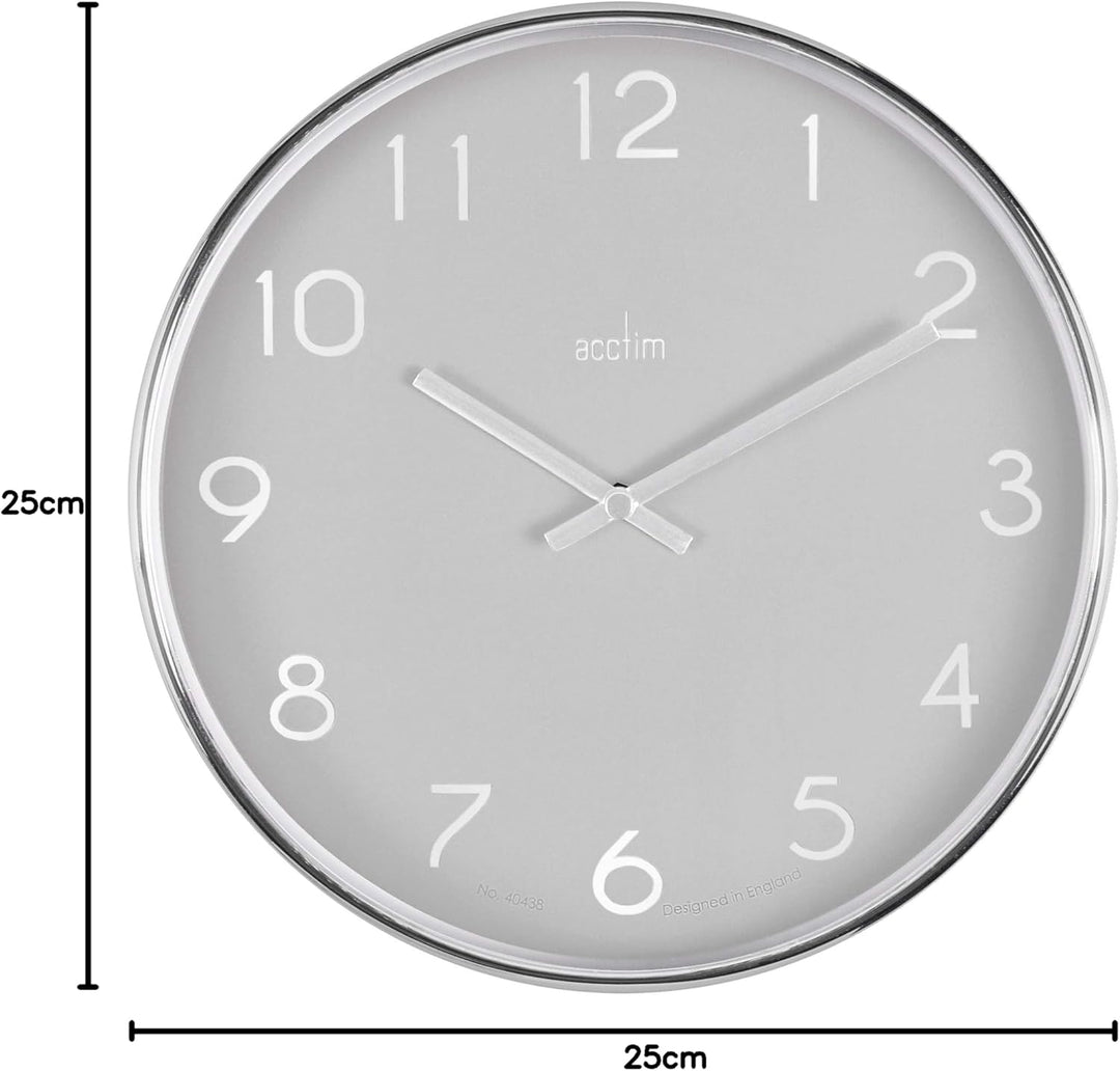 Acctim Elma 25cm Wall Clock Smoke Chrome 22837