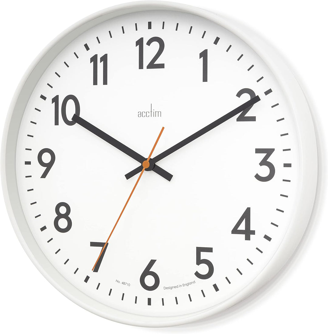 Acctim Hugo Modern Bright 30Cm Wall Clock White 23032