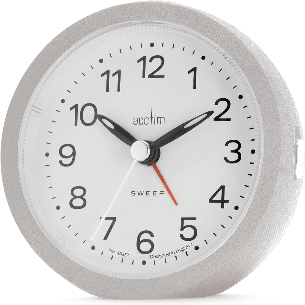 Acctim Elana Sweep Non-Ticking Alarm Clock Silver 15767