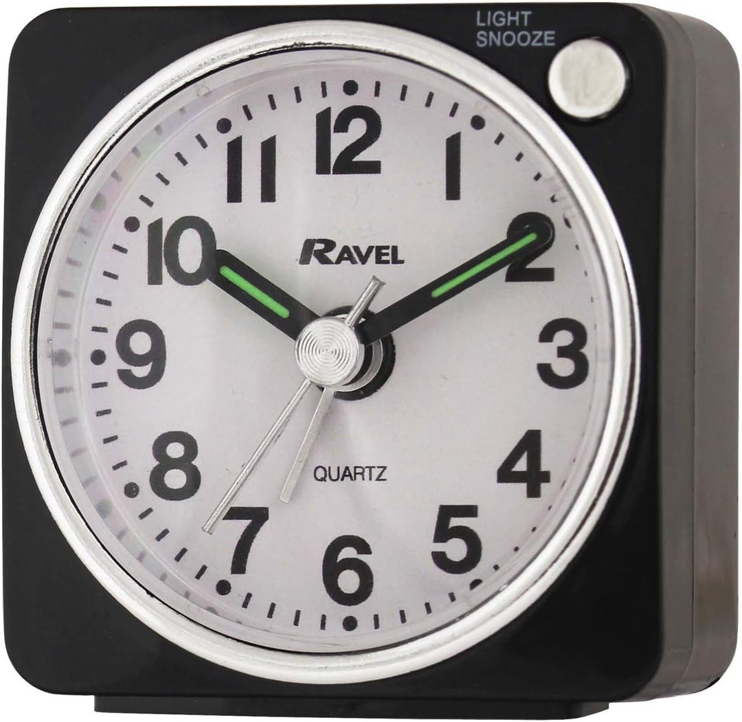 Ravel Longford Mini Travel Quartz Alarm Clock Black