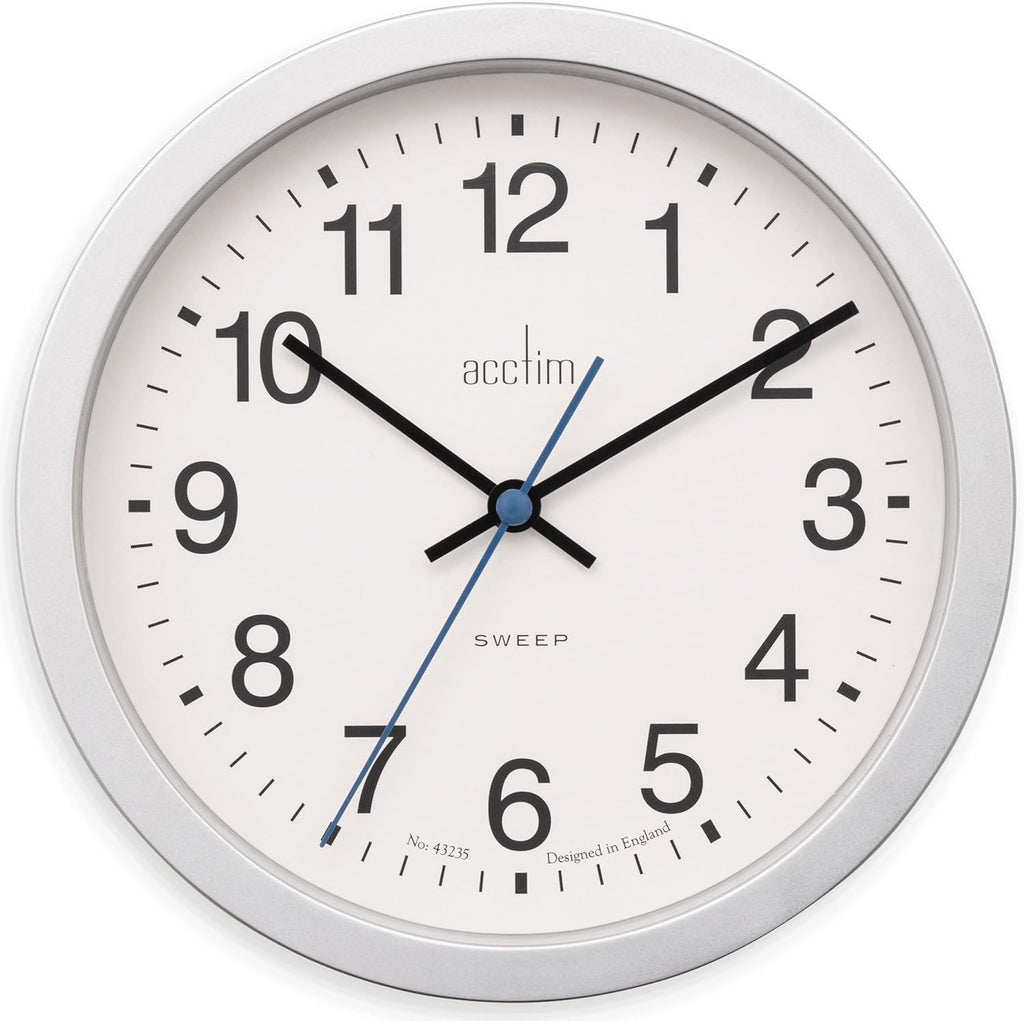 Acctim Bromham 20cm Sweep Non-Ticking Wall Clock Silver 22747