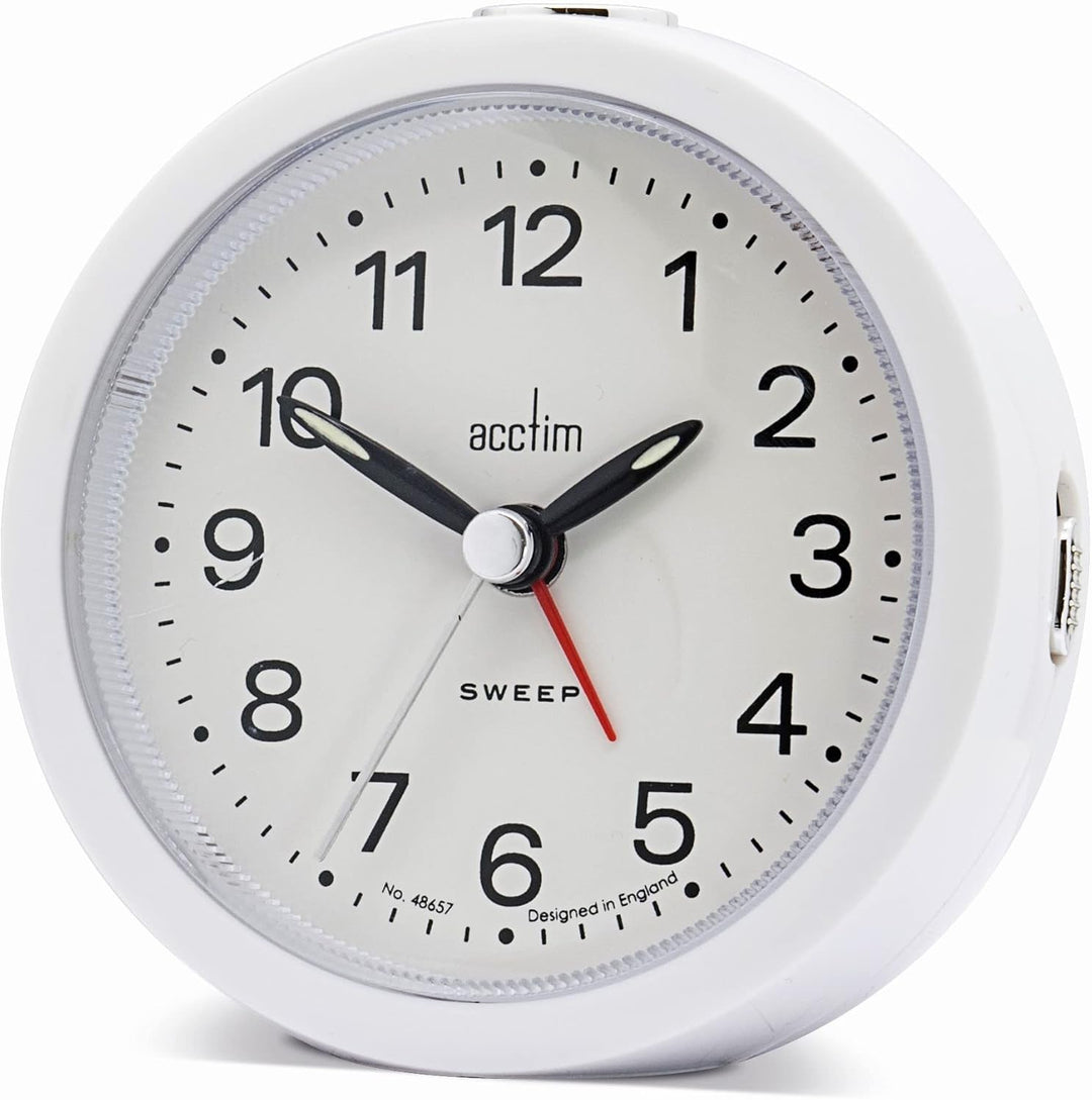 Acctim Elana Sweep Non-Ticking Alarm Clock White 15762