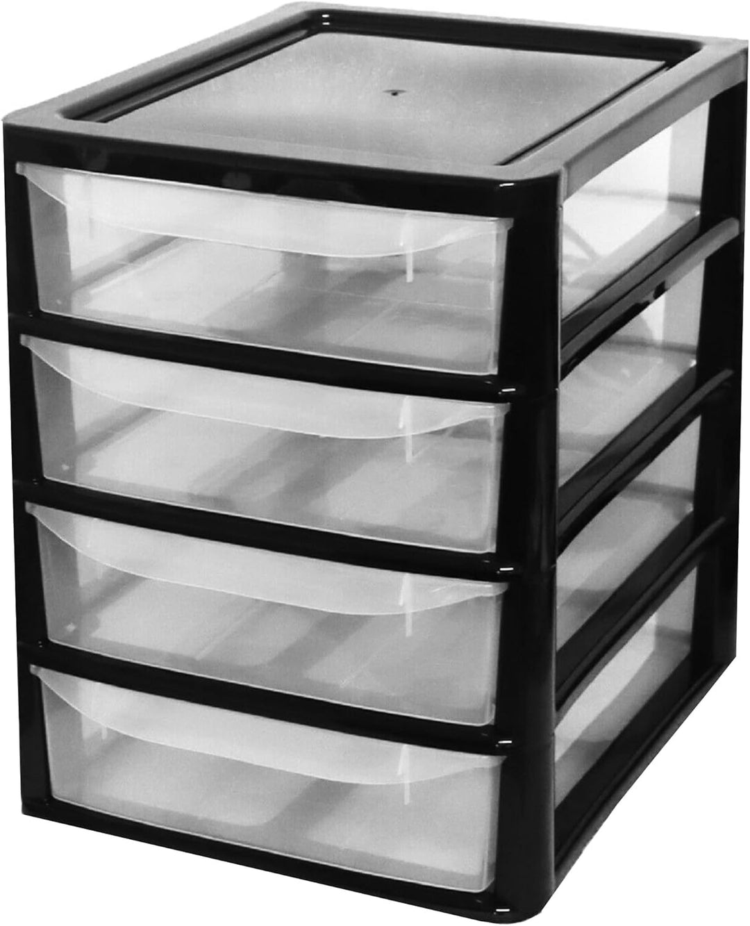 Plastic Storage Drawers 4 Tower A4 Desktop Slim Black.