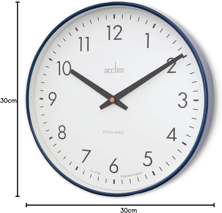 Acctim Riley Retro Wall Clock 30cm Midnight Blue 22579