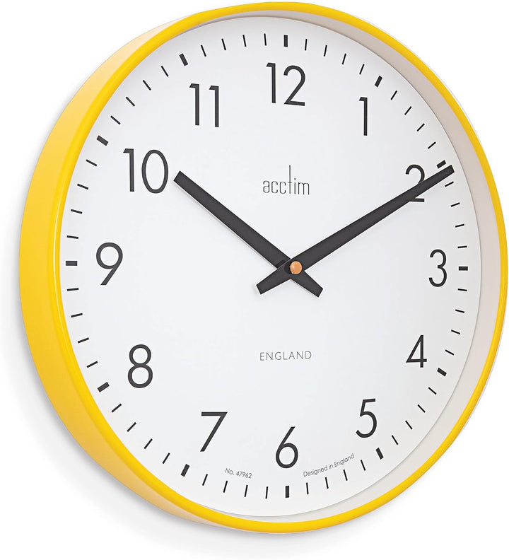 Acctim Riley Modern Bright Petunia Yellow 30cm Wall Clock 22571