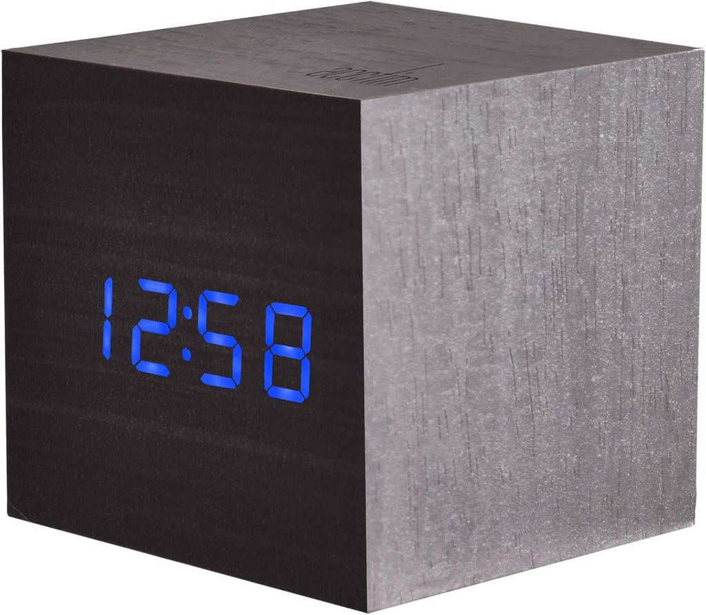 Acctim Ark Cube Led Alarm Clock Black Wood 16063