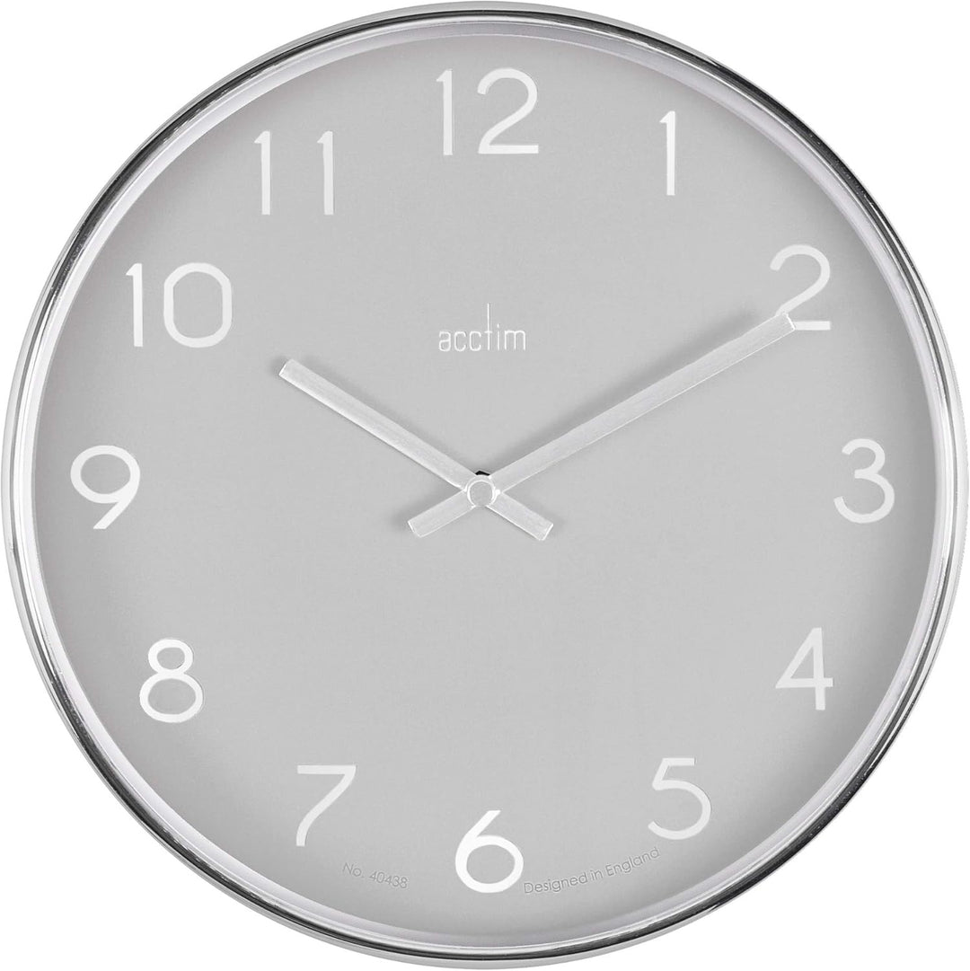 Acctim Elma 25cm Wall Clock Smoke Chrome 22837