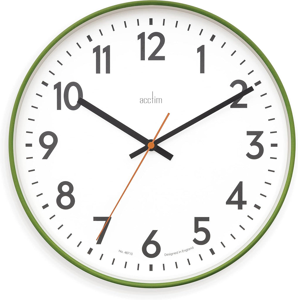 Acctim Hugo Modern Bright 30cm Wall Clock Grass 23035