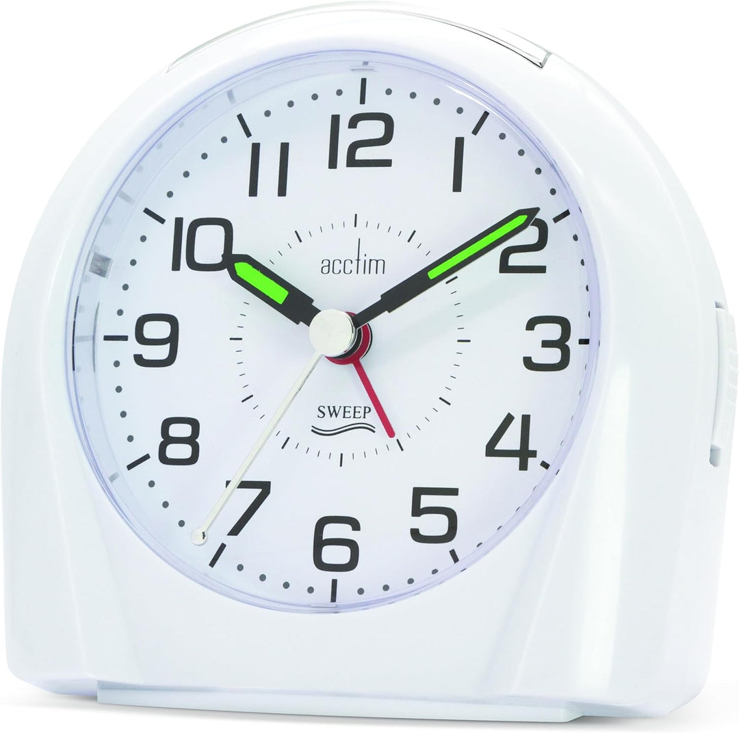 Acctim Europa Sweep Non-Ticking Alarm Clock White 14112