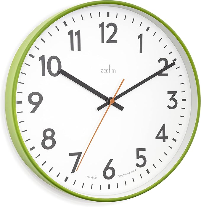 Acctim Hugo Modern Bright 30cm Wall Clock Grass 23035