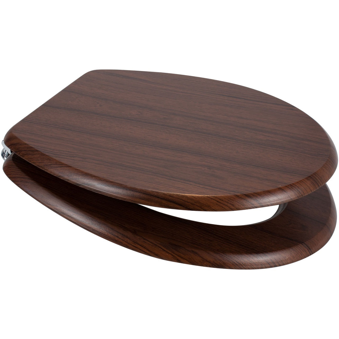 MDF Wood Design Toilet Seat - Walnut (Dark Brown)