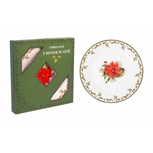 Christmas Holly Set Of 2 Dinner Plates