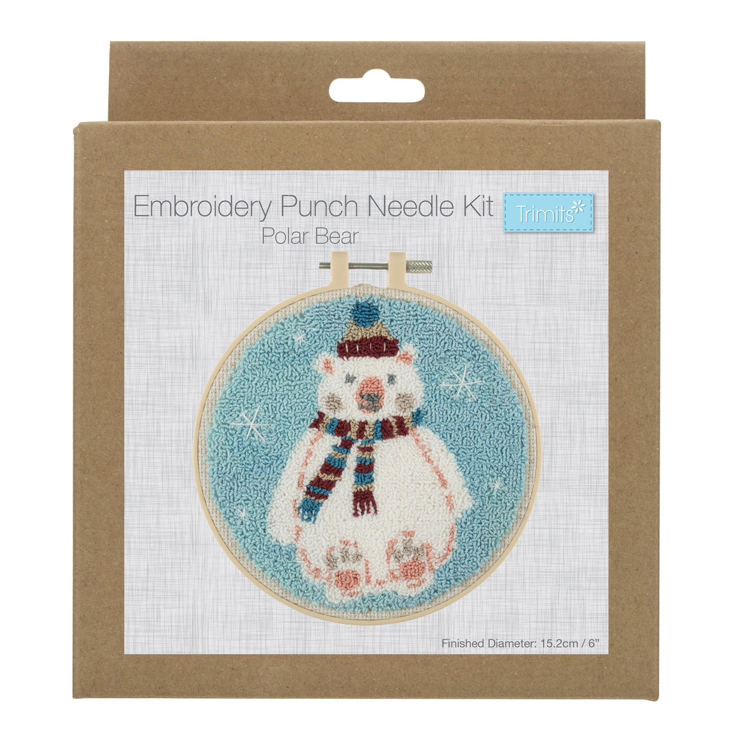 Punch Needle Kit: Floss and Hoop: Christmas: Polar Bear