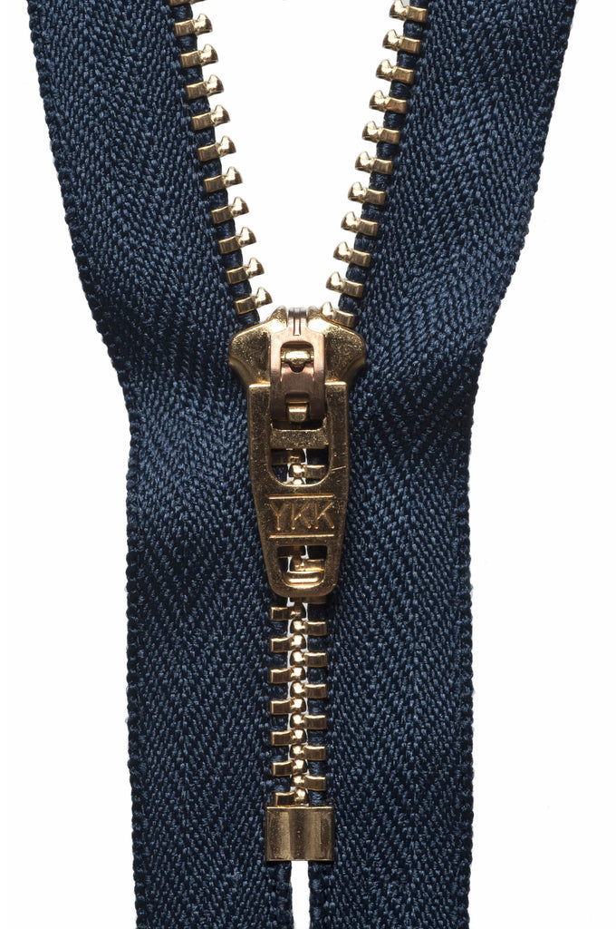 Brass Jeans Zip: 15cm: Dark Navy